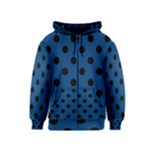 Polka Dots - Black on Dark Cerulean Kid s Zipper Hoodie