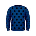 Polka Dots - Black on Dark Cerulean Kid s Sweatshirt