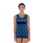 Polka Dots - Black on Dark Cerulean Women s Sport Tank Top