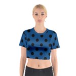 Polka Dots - Black on Dark Cerulean Cotton Crop Top