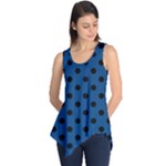 Polka Dots - Black on Dark Cerulean Sleeveless Tunic