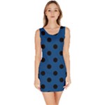 Polka Dots - Black on Dark Cerulean Bodycon Dress