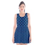 Polka Dots - Black on Dark Cerulean Scoop Neck Skater Dress