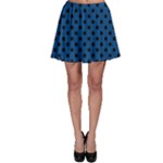 Polka Dots - Black on Dark Cerulean Skater Skirt