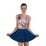 Polka Dots - Black on Dark Cerulean Mini Skirt