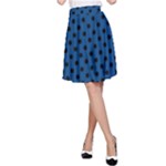 Polka Dots - Black on Dark Cerulean A-Line Skirt