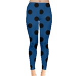 Polka Dots - Black on Dark Cerulean Women s Leggings