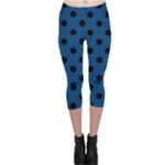 Polka Dots - Black on Dark Cerulean Capri Leggings