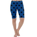 Polka Dots - Black on Dark Cerulean Cropped Leggings