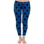 Polka Dots - Black on Dark Cerulean Winter Leggings