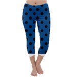 Polka Dots - Black on Dark Cerulean Capri Winter Leggings