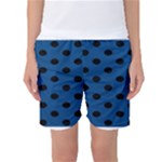 Polka Dots - Black on Dark Cerulean Women s Basketball Shorts