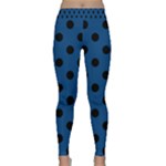 Polka Dots - Black on Dark Cerulean Yoga Leggings
