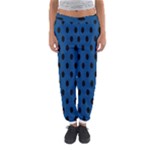 Polka Dots - Black on Dark Cerulean Women s Jogger Sweatpants