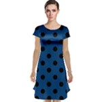 Polka Dots - Black on Dark Cerulean Cap Sleeve Nightdress