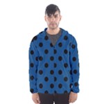 Polka Dots - Black on Dark Cerulean Hooded Wind Breaker (Men)