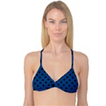 Polka Dots - Black on Dark Cerulean Reversible Tri Bikini Top