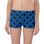 Polka Dots - Black on Dark Cerulean Boyleg Bikini Bottoms