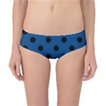 Polka Dots - Black on Dark Cerulean Classic Bikini Bottoms