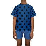 Polka Dots - Black on Dark Cerulean Kid s Short Sleeve Swimwear