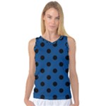 Polka Dots - Black on Dark Cerulean Women s Basketball Tank Top