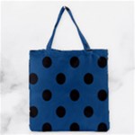 Polka Dots - Black on Dark Cerulean Grocery Tote Bag