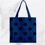 Polka Dots - Black on Dark Cerulean Zipper Grocery Tote Bag