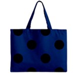 Polka Dots - Black on Dark Cerulean Zipper Mini Tote Bag