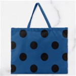 Polka Dots - Black on Dark Cerulean Zipper Large Tote Bag