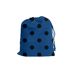 Polka Dots - Black on Dark Cerulean Drawstring Pouch (M)