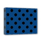 Polka Dots - Black on Dark Cerulean Deluxe Canvas 14  x 11  (Stretched)