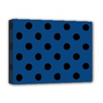 Polka Dots - Black on Dark Cerulean Deluxe Canvas 16  x 12  (Stretched)