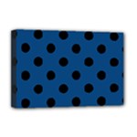 Polka Dots - Black on Dark Cerulean Deluxe Canvas 18  x 12  (Stretched)