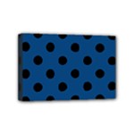 Polka Dots - Black on Dark Cerulean Mini Canvas 6  x 4  (Stretched)