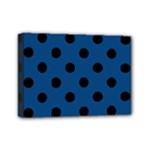 Polka Dots - Black on Dark Cerulean Mini Canvas 7  x 5  (Stretched)