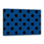 Polka Dots - Black on Dark Cerulean Canvas 18  x 12  (Stretched)