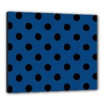Polka Dots - Black on Dark Cerulean Canvas 24  x 20  (Stretched)