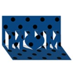 Polka Dots - Black on Dark Cerulean MOM 3D Greeting Card (8x4)