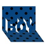 Polka Dots - Black on Dark Cerulean BOY 3D Greeting Card (7x5)