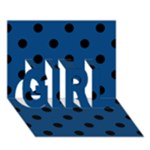 Polka Dots - Black on Dark Cerulean GIRL 3D Greeting Card (7x5)
