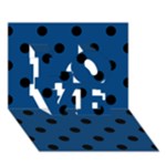 Polka Dots - Black on Dark Cerulean LOVE 3D Greeting Card (7x5)
