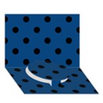 Polka Dots - Black on Dark Cerulean Circle Bottom 3D Greeting Card (7x5)