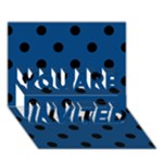 Polka Dots - Black on Dark Cerulean YOU ARE INVITED 3D Greeting Card (7x5)