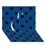Polka Dots - Black on Dark Cerulean Apple 3D Greeting Card (7x5)