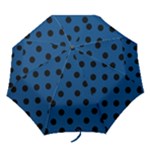 Polka Dots - Black on Dark Cerulean Folding Umbrella