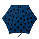 Polka Dots - Black on Dark Cerulean Mini Umbrella