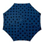Polka Dots - Black on Dark Cerulean Golf Umbrella