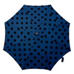 Polka Dots - Black on Dark Cerulean Hook Handle Umbrella (Medium)