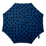 Polka Dots - Black on Dark Cerulean Hook Handle Umbrella (Large)