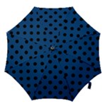 Polka Dots - Black on Dark Cerulean Hook Handle Umbrella (Small)